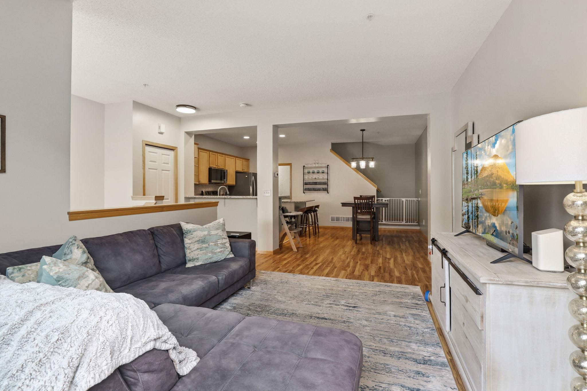 Open area from Living room, Dining room and Kitchen. Also 1/2 bath on the same level