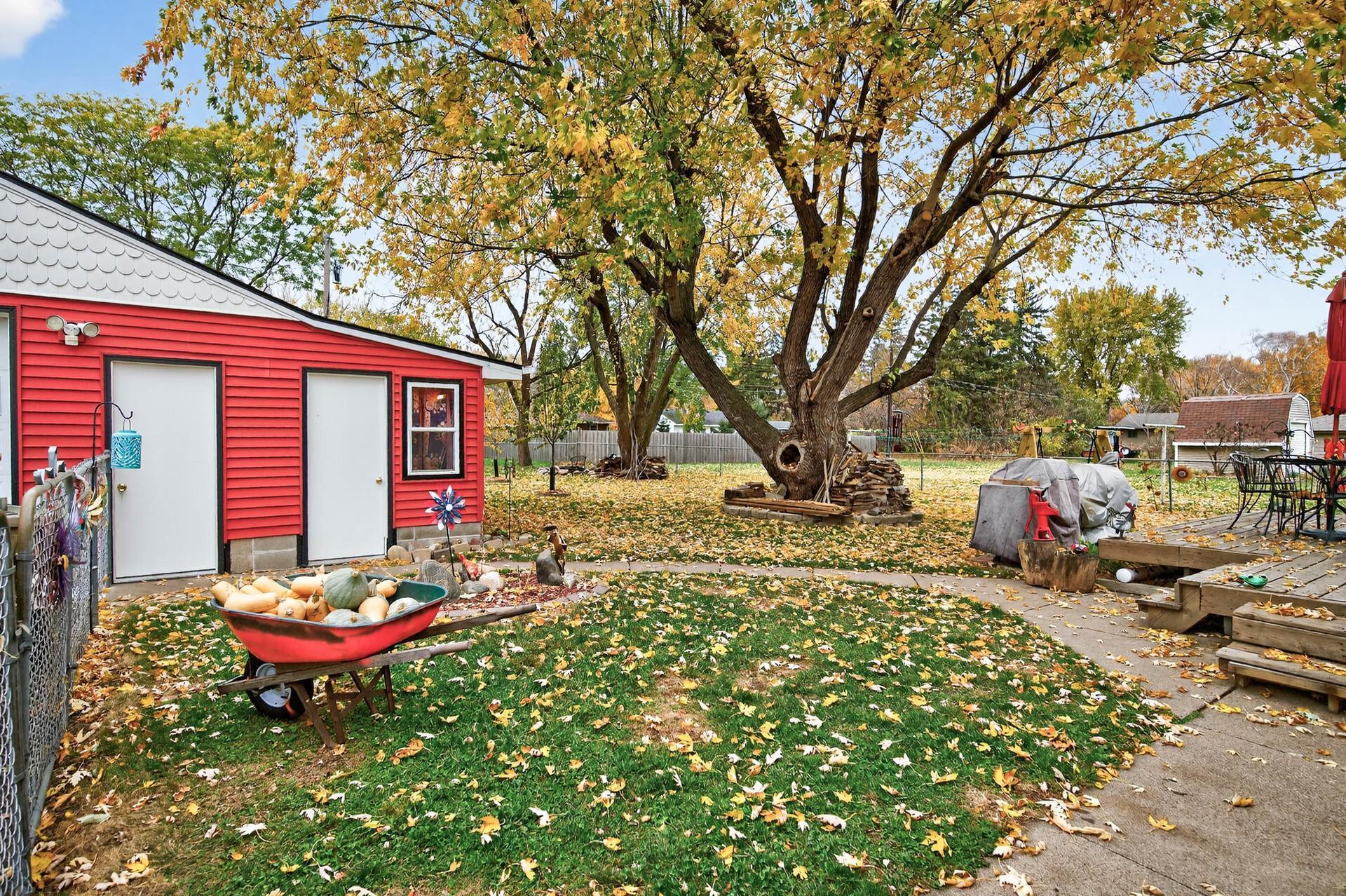 Back patio with a great fall setting.