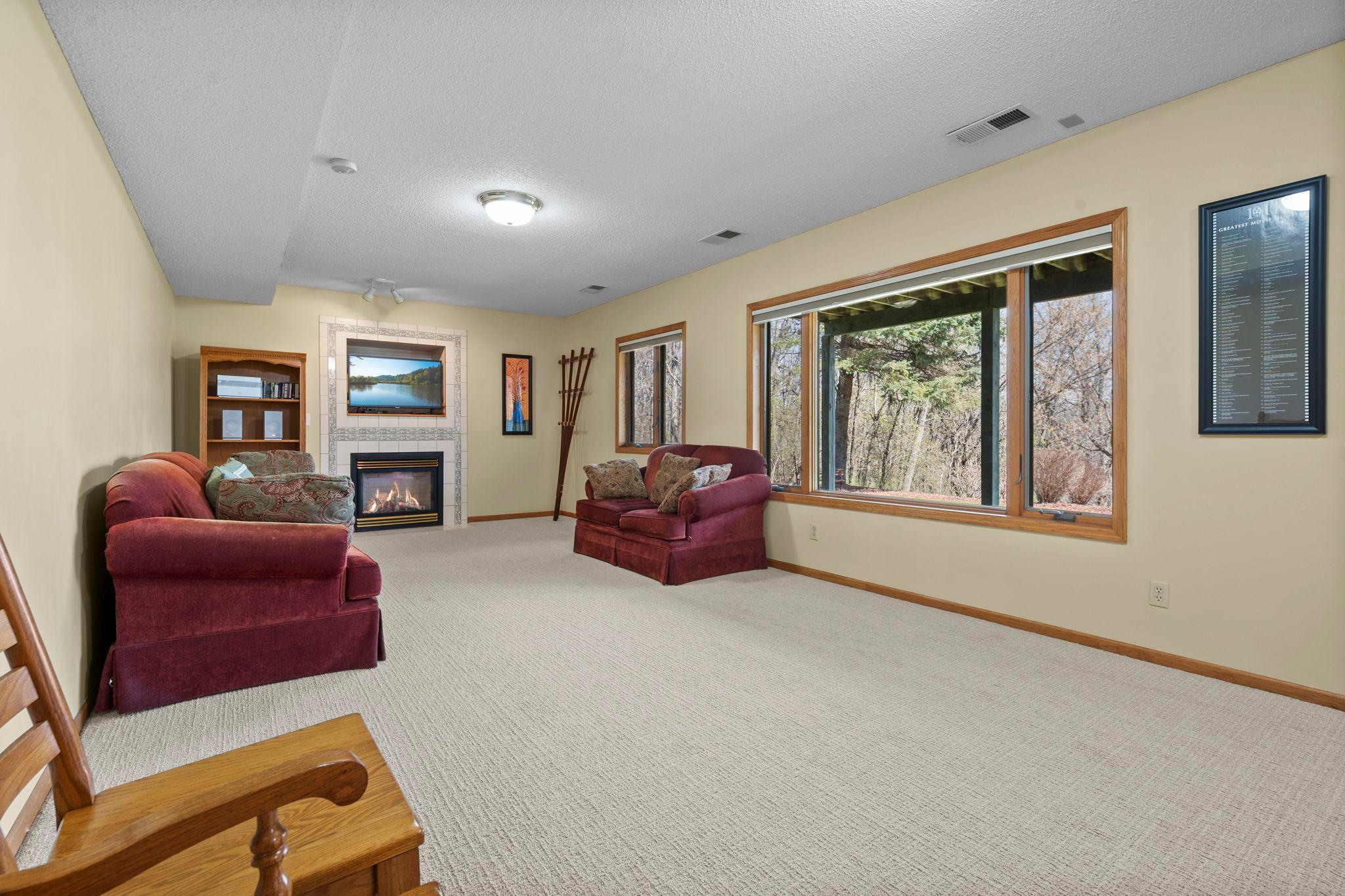 Lower Level Rec Room w/Gas Fireplace