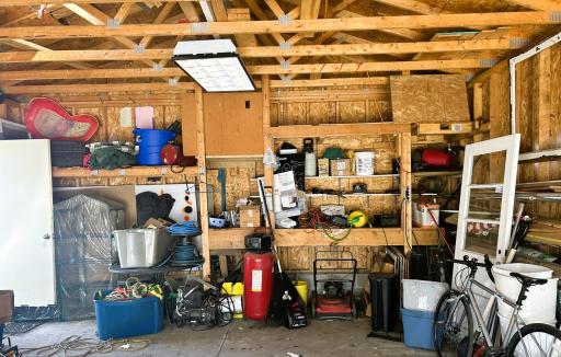 Imagine the room with a little organization + rafter storage!