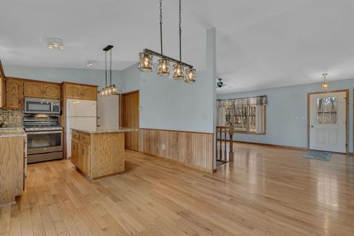 Main level living has great flow, yet designated areas. Real hardwood flooring.