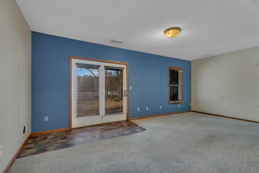 Lower level family room with pond view