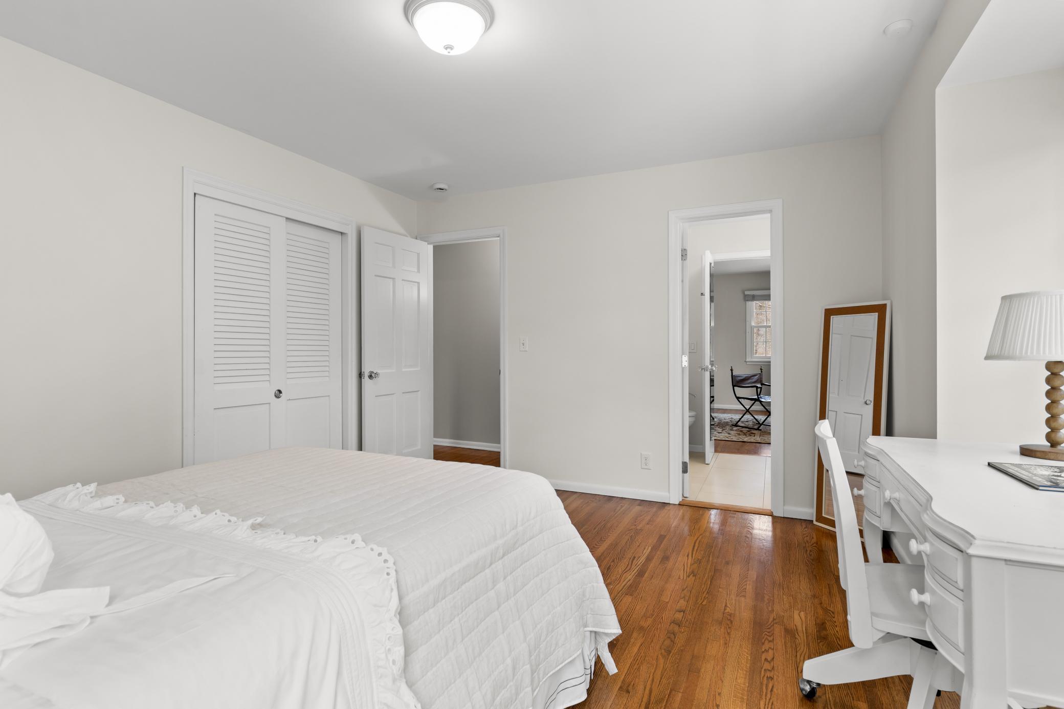 Gleaming hardwood floors continue through second level bedrooms