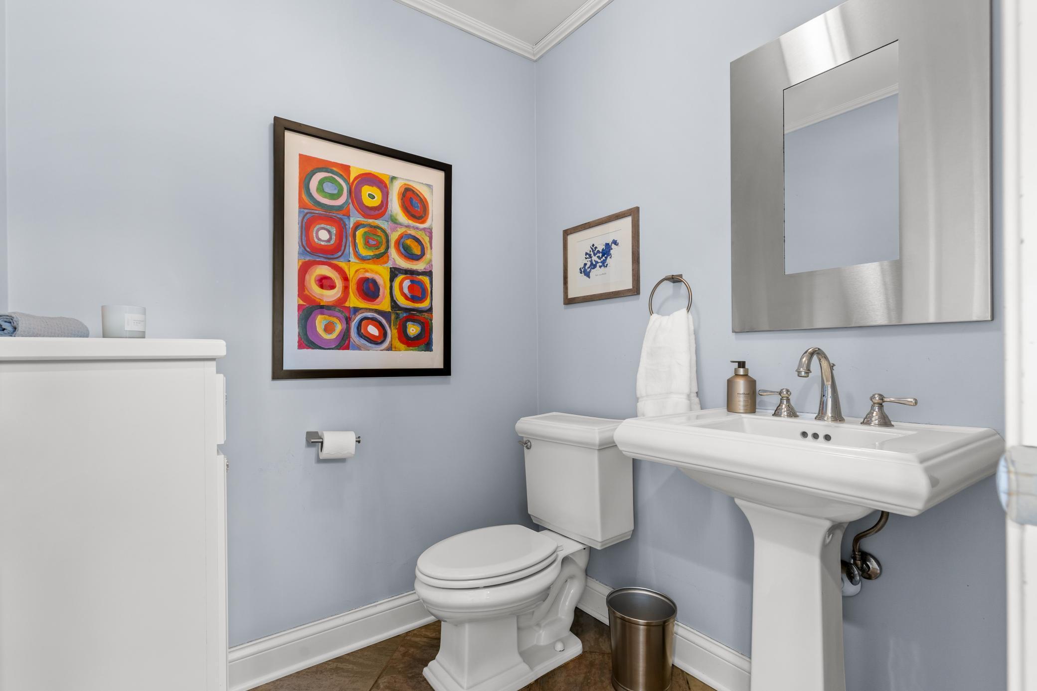 Powder room with access for family and friends