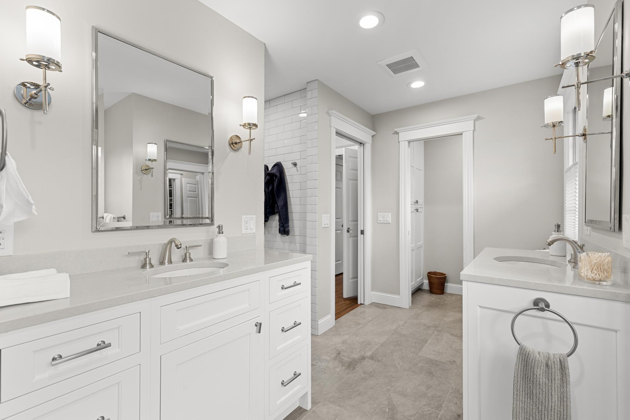 Primary bathroom with expansive countertop spaces