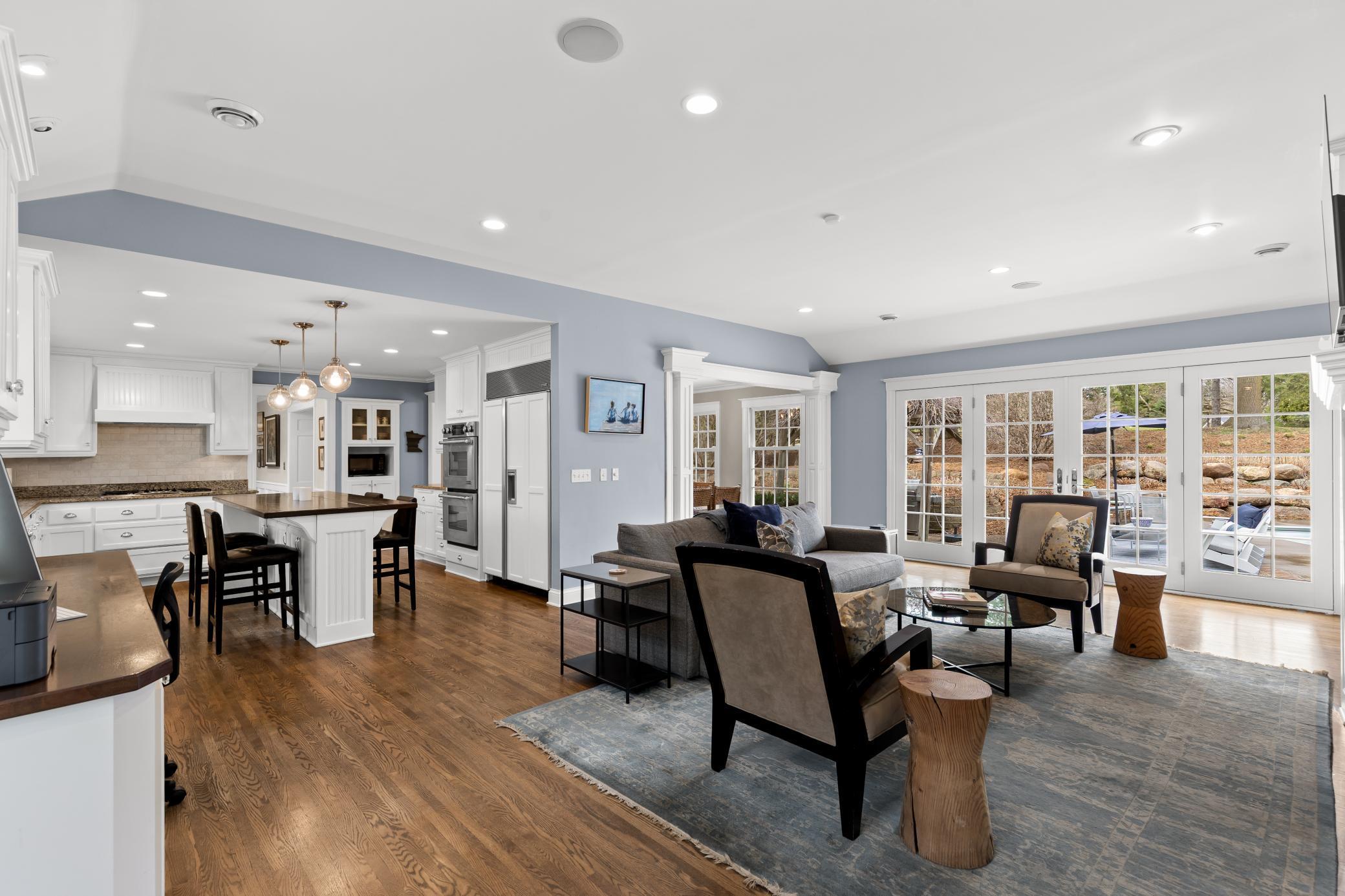 Kitchen flows seamlessly into a family room - oversized for gathering