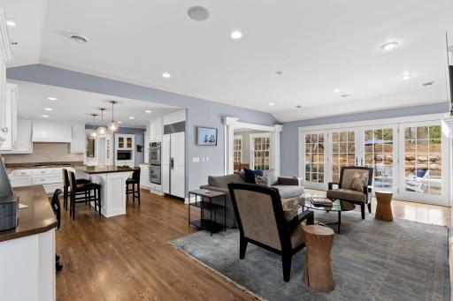 Kitchen flows seamlessly into a family room - oversized for gathering