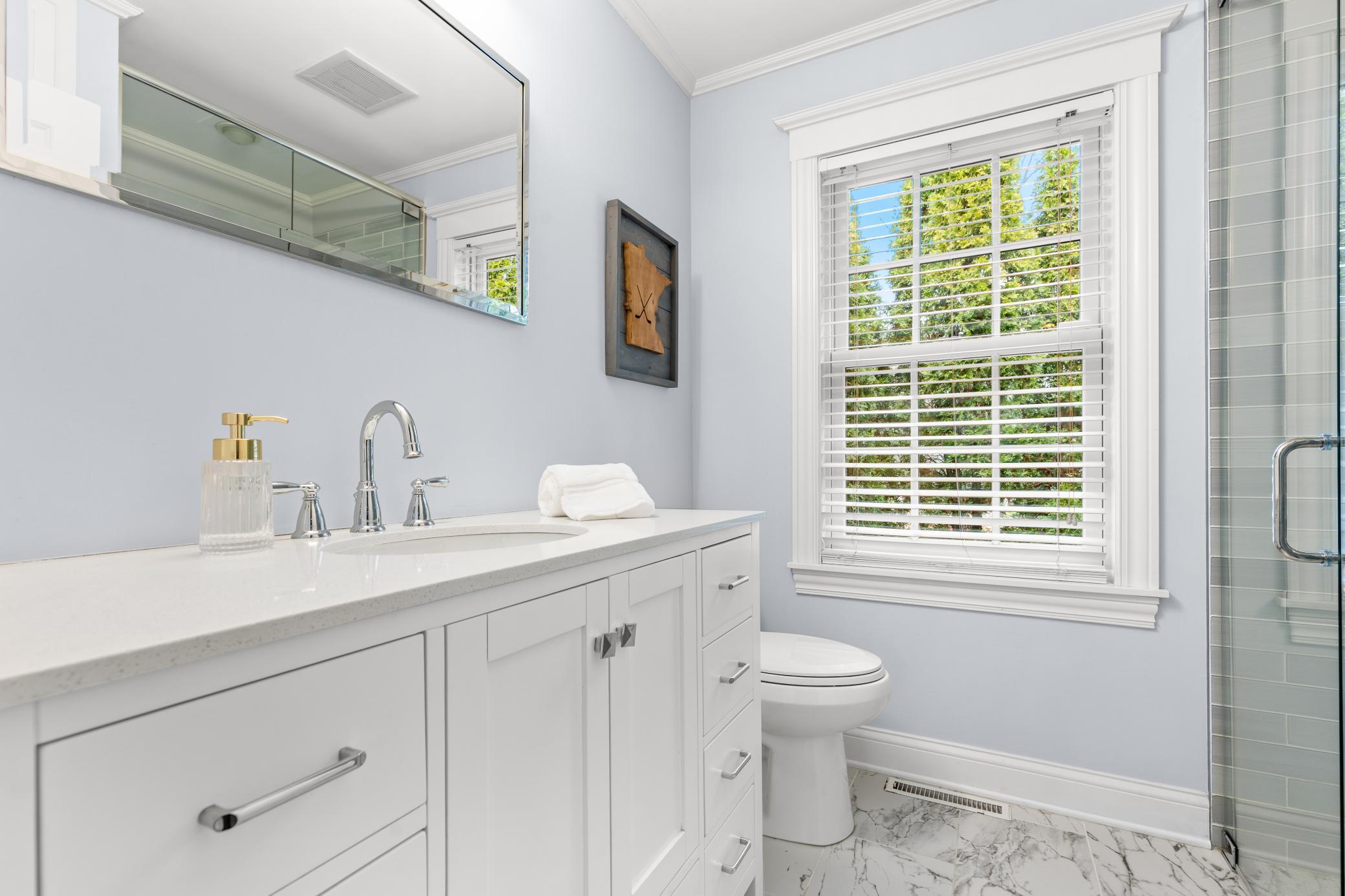 Private bathroom for second level apartment/family study