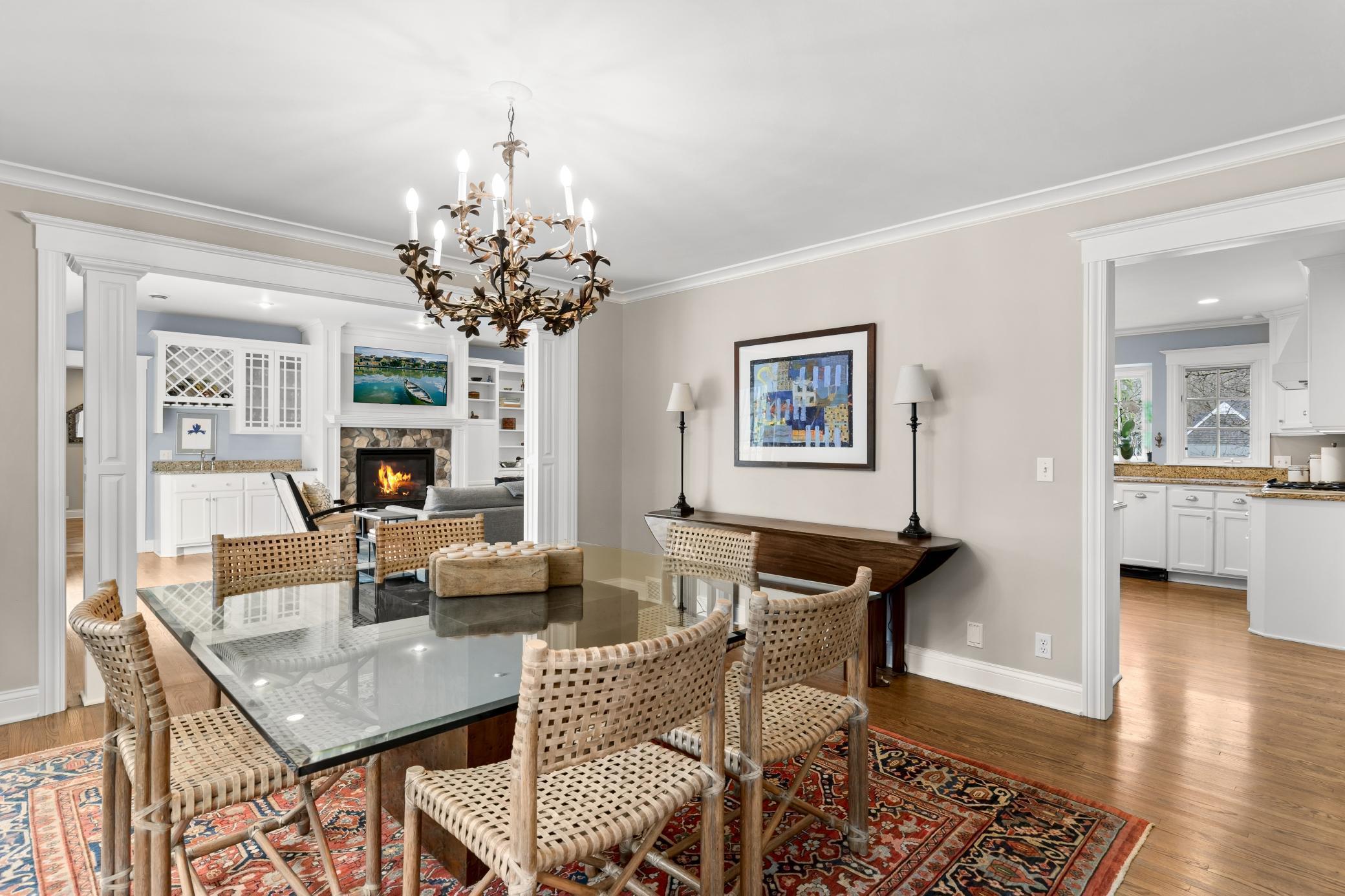Formal dining with easy access to both the kitchen and family room