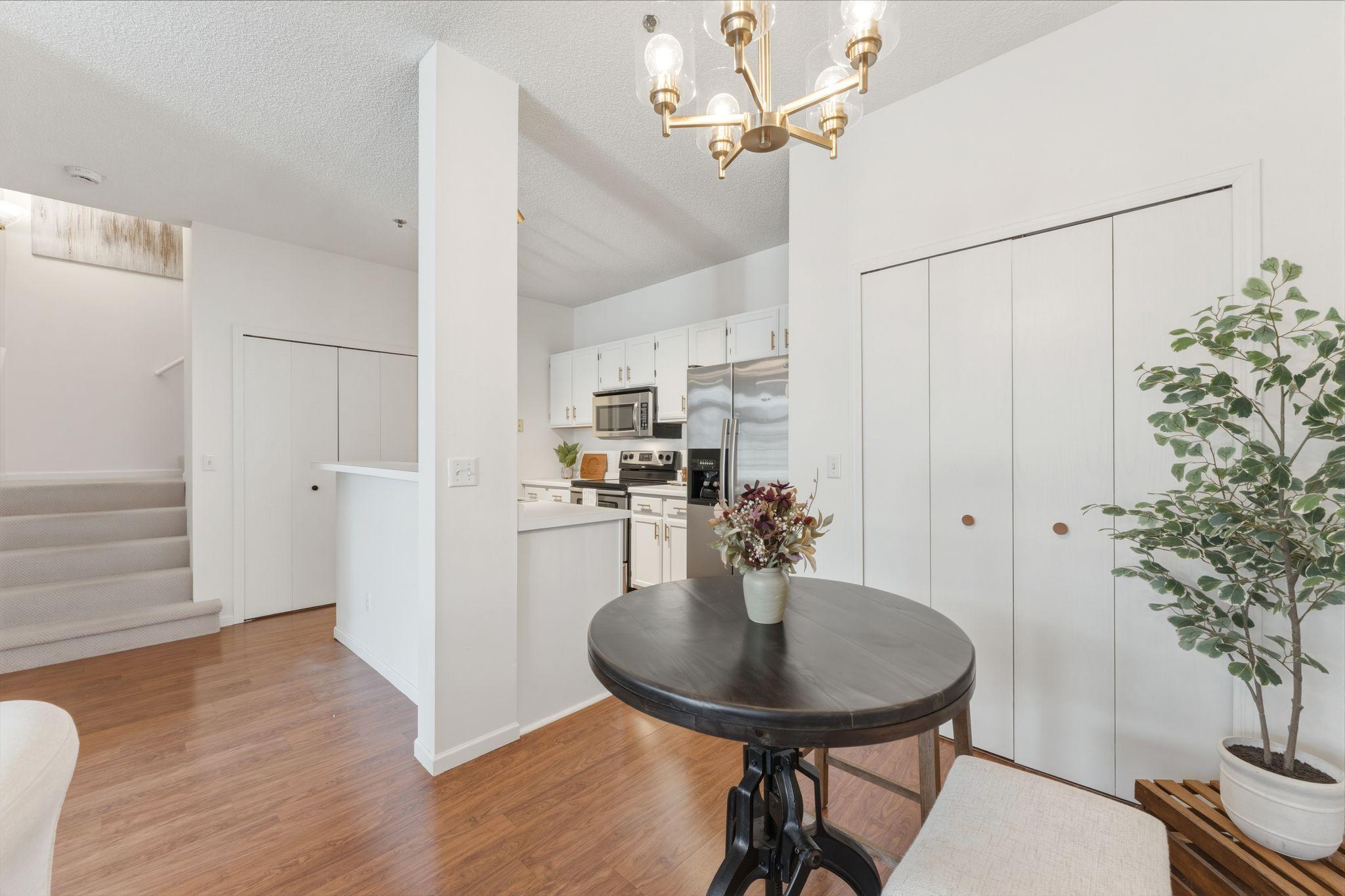 The dining space with new light fixture!