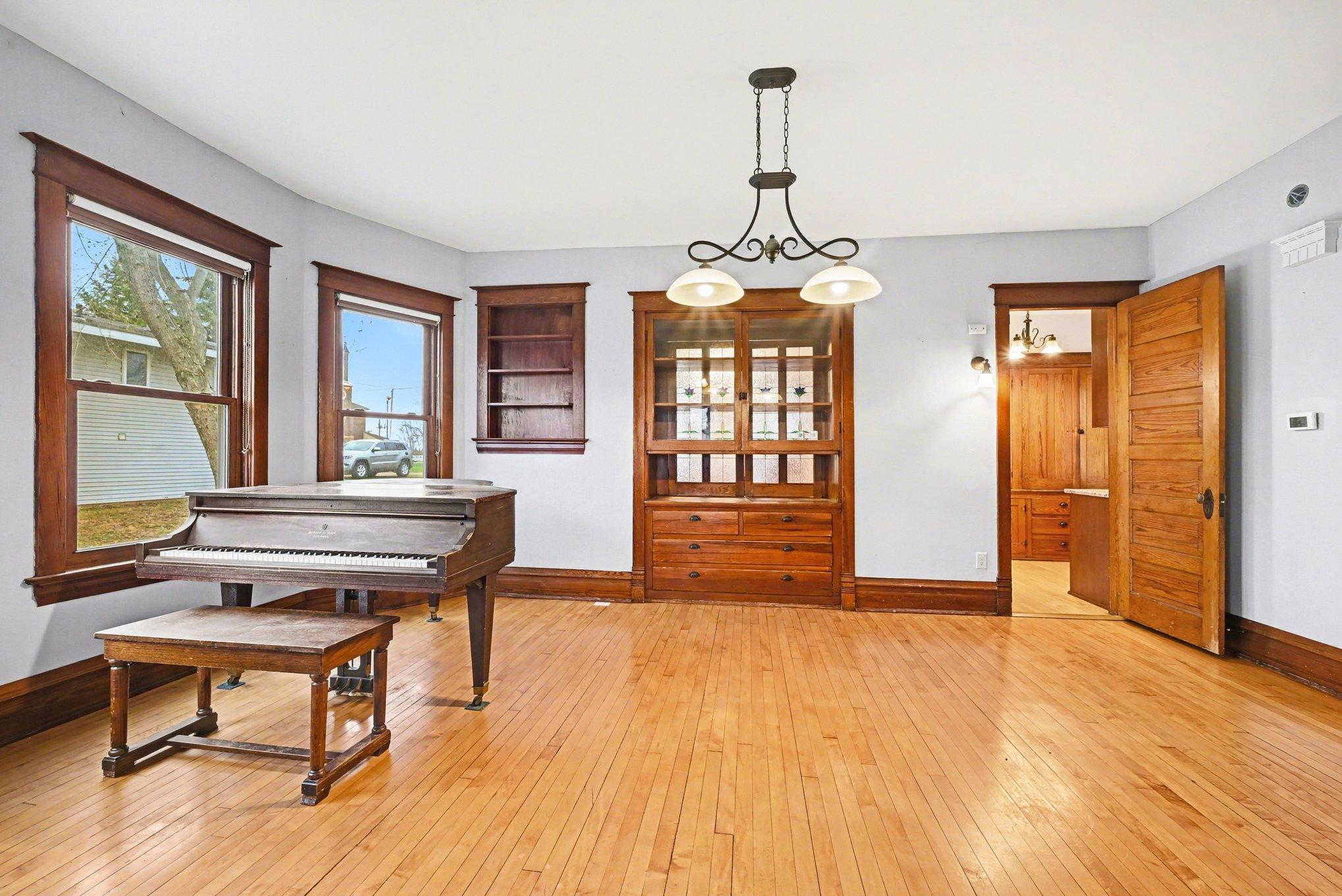 Formal dining room with built-in hutch