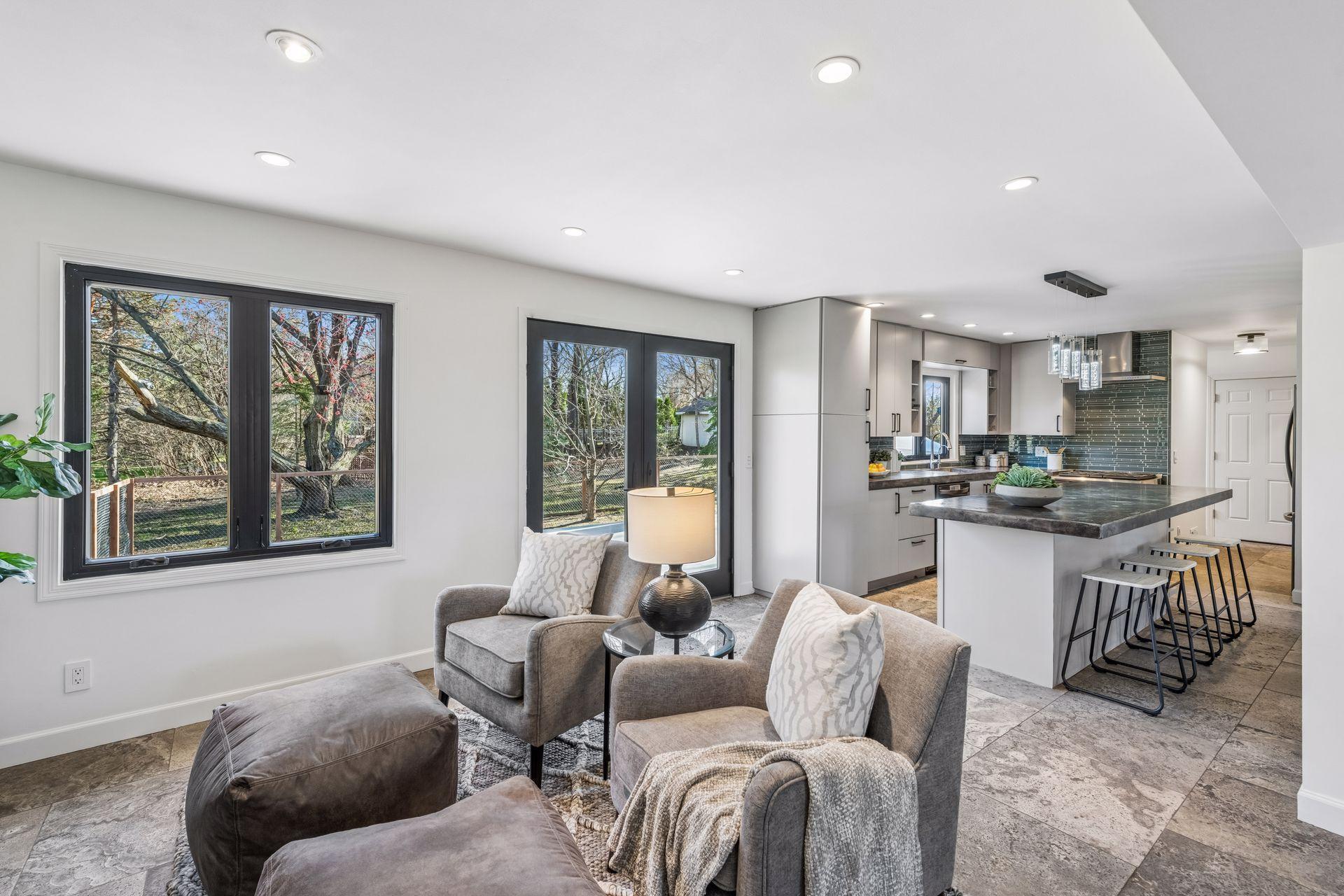 Walkout to the deck makes for easy grilling and summertime entertaining.