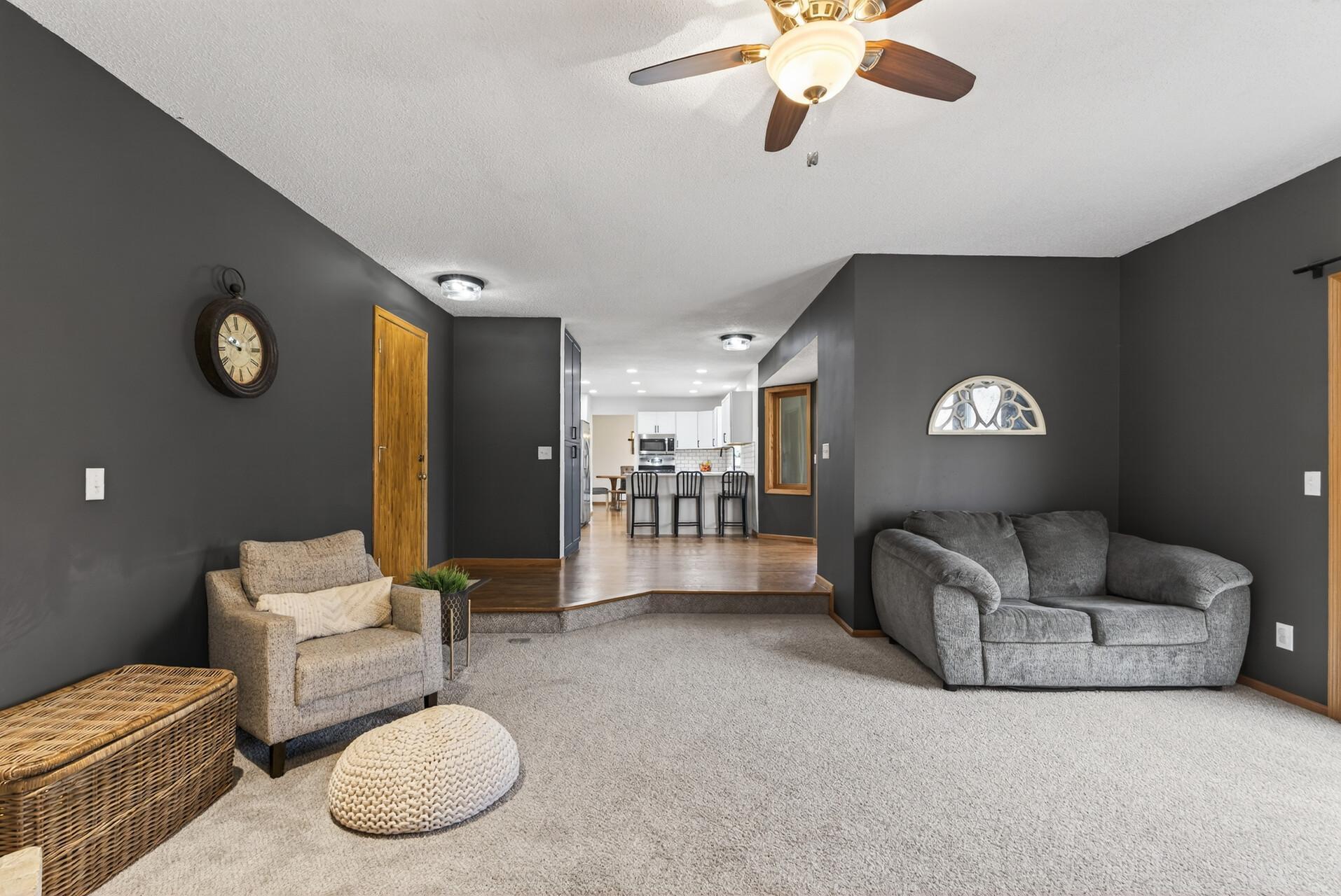 Family room looking into the kitchen