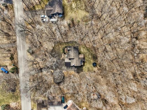Aerial shot of home and yard