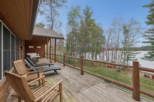 This view of the large deck overlooking the lake area - the deck stretches across the whole front!