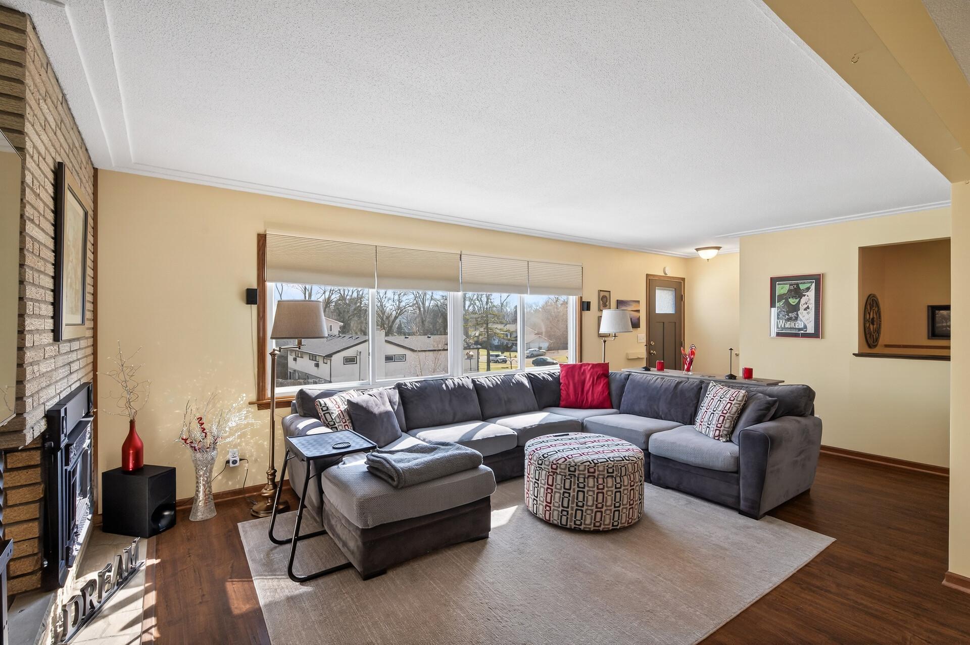 Living/Dining area has updated flooring.