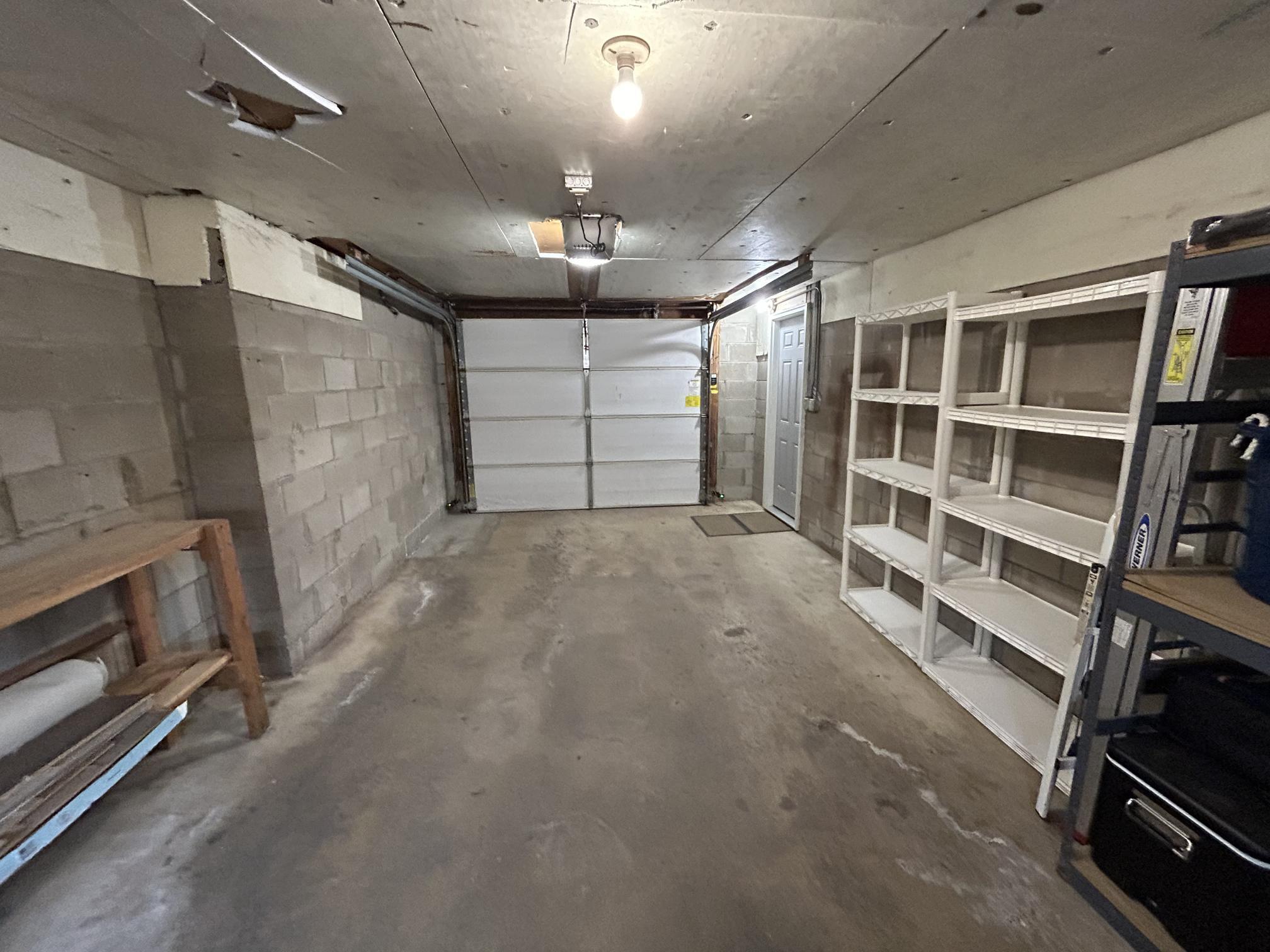 Deep garage with additional storage.