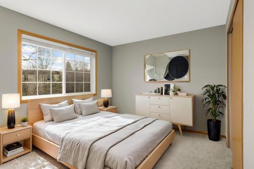 Bedroom 2 with nature views - virtually staged