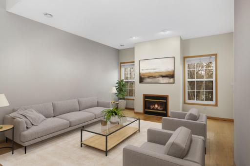 Living room with great nature views - virtually staged