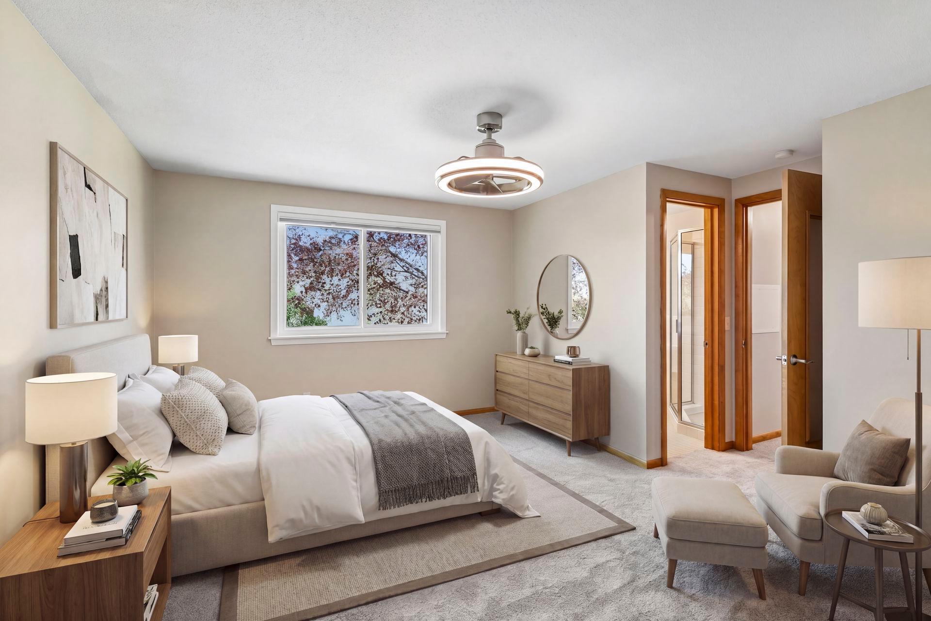 Primary Bedroom - Photo is virtually staged.