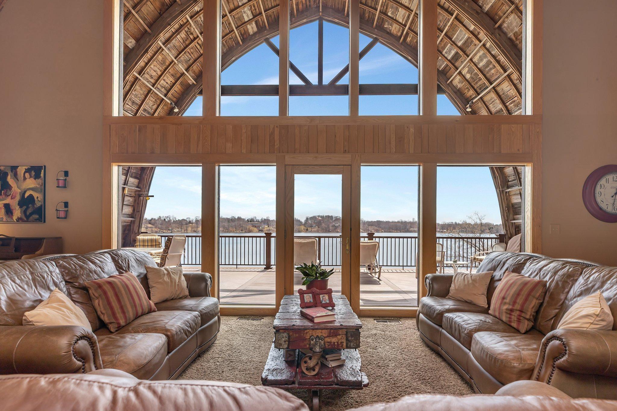 Lakeside luxury with timeless barn-style charm.