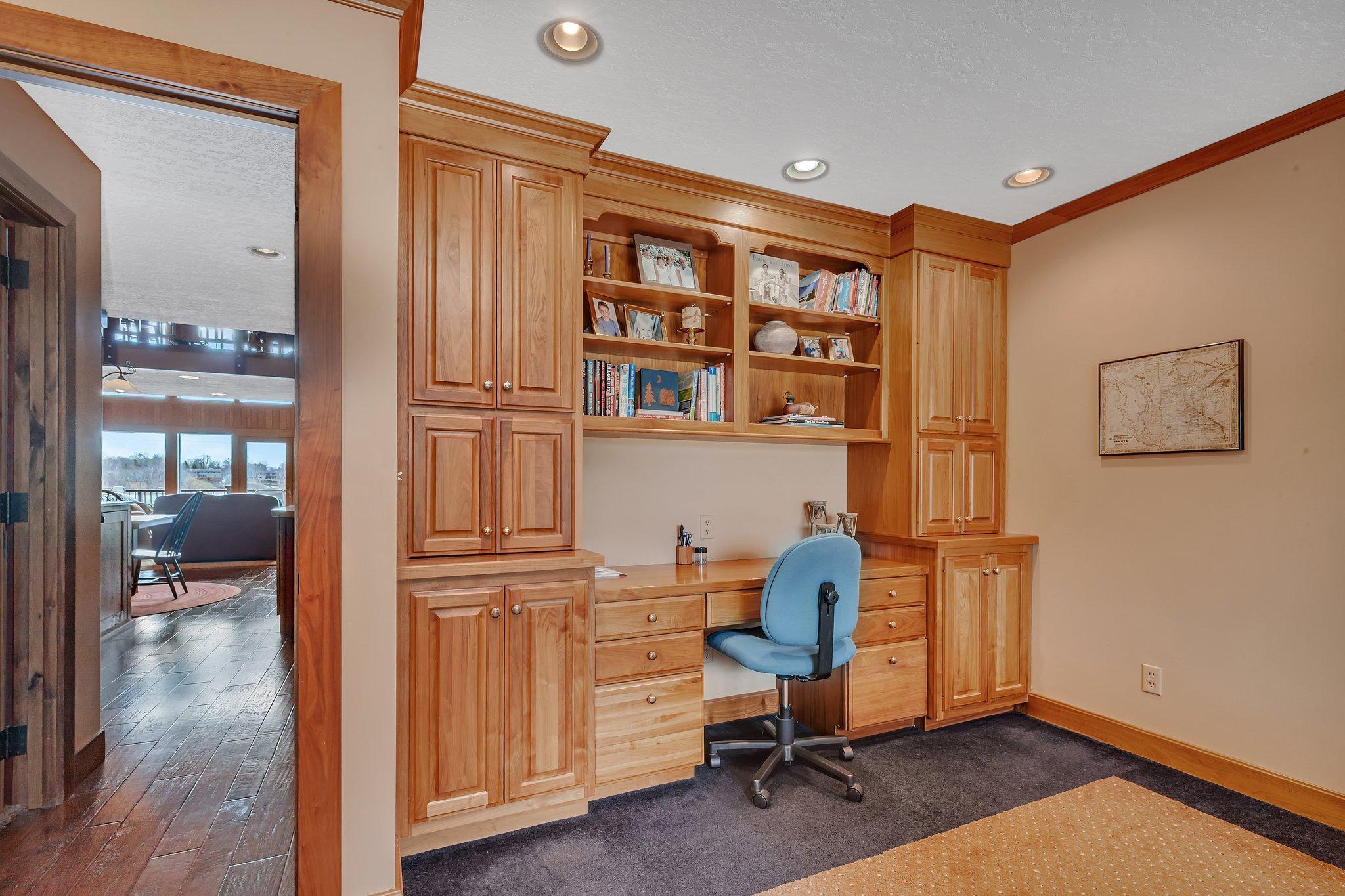Beautiful built-ins complete the office.