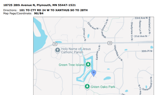 Blue location pin is where 18725 28th sits