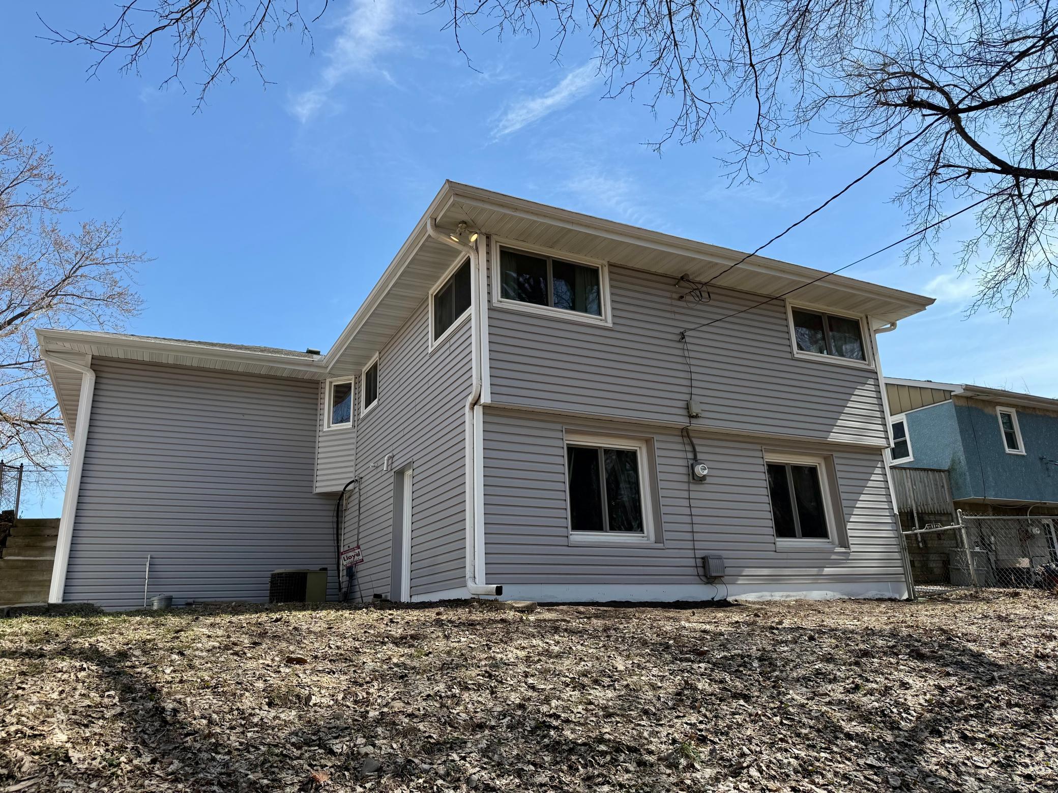 Back of home, walkout to backyard
