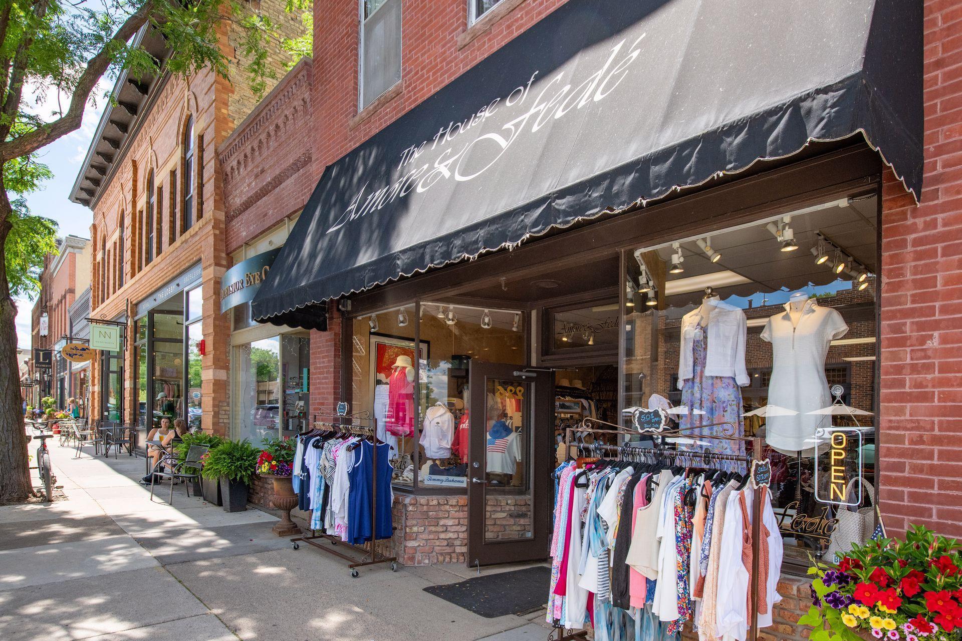 Water Street in Excelsior is lined with inviting shops and local restaurants—an easy place to spend an afternoon browsing, dining, and enjoying the lakeside setting.