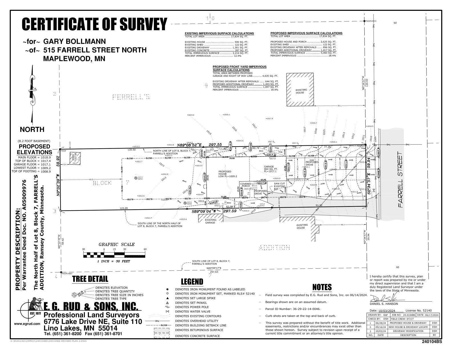 Survey. Notice actual buildable envelope is much larger than the current house footprint shown in the survey. Lots of options!