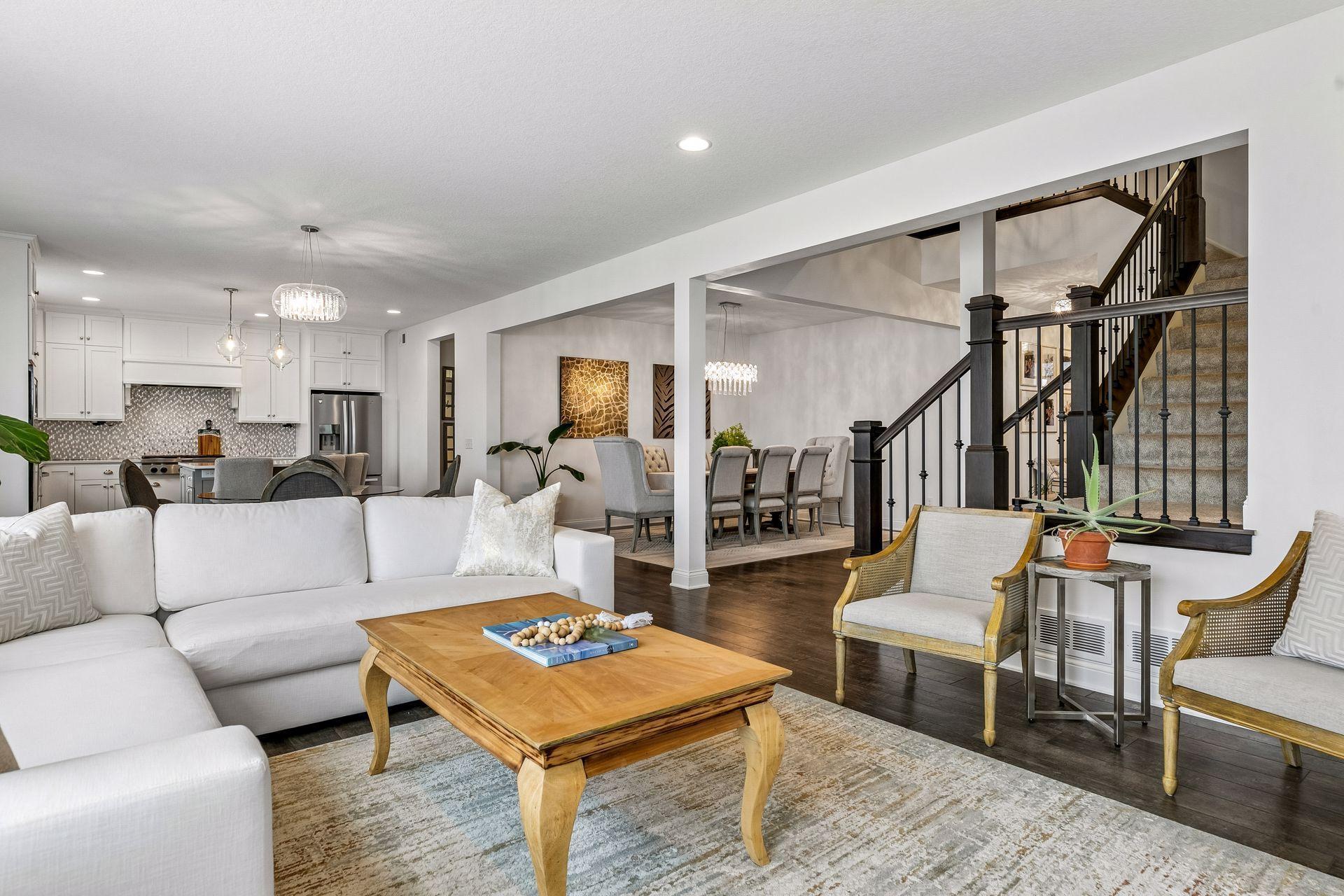 Seamless flow between dining and kitchen makes everyday living and entertaining effortless.