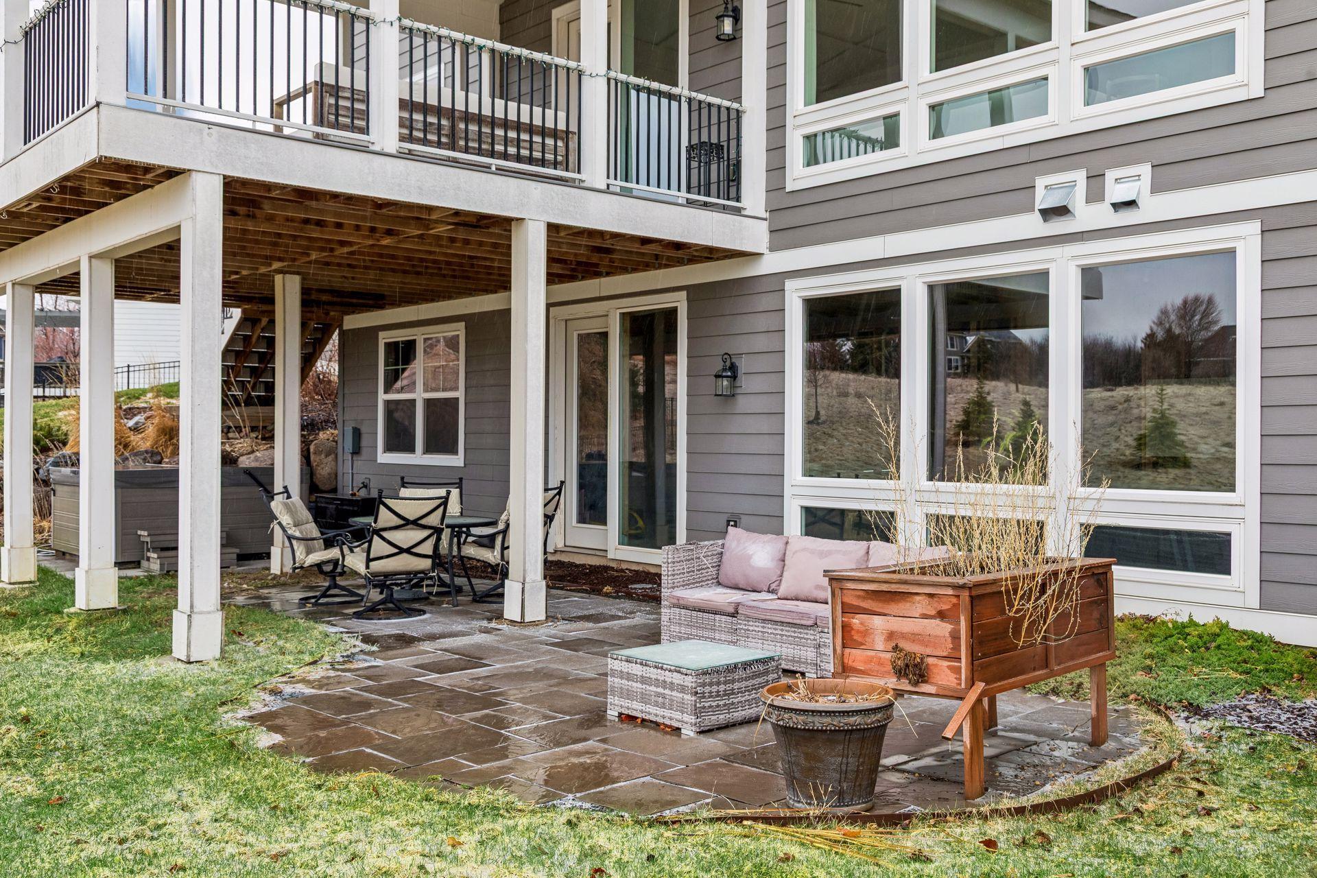 Walk out to your patio and hot tub—currently a charming garden space for added enjoyment.