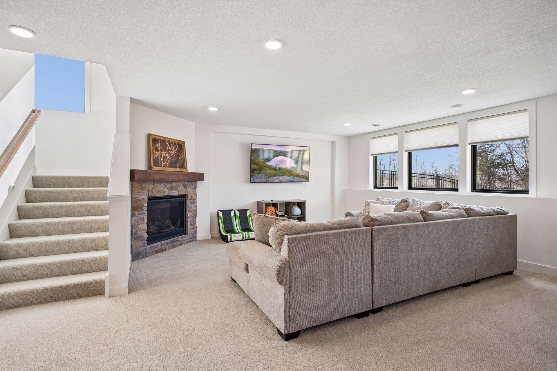 Lower level family room with gas fireplace!