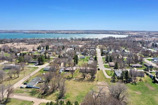 Ariel view of the lot with Lake Minnewaska in the back. Close to town and local ammenties
