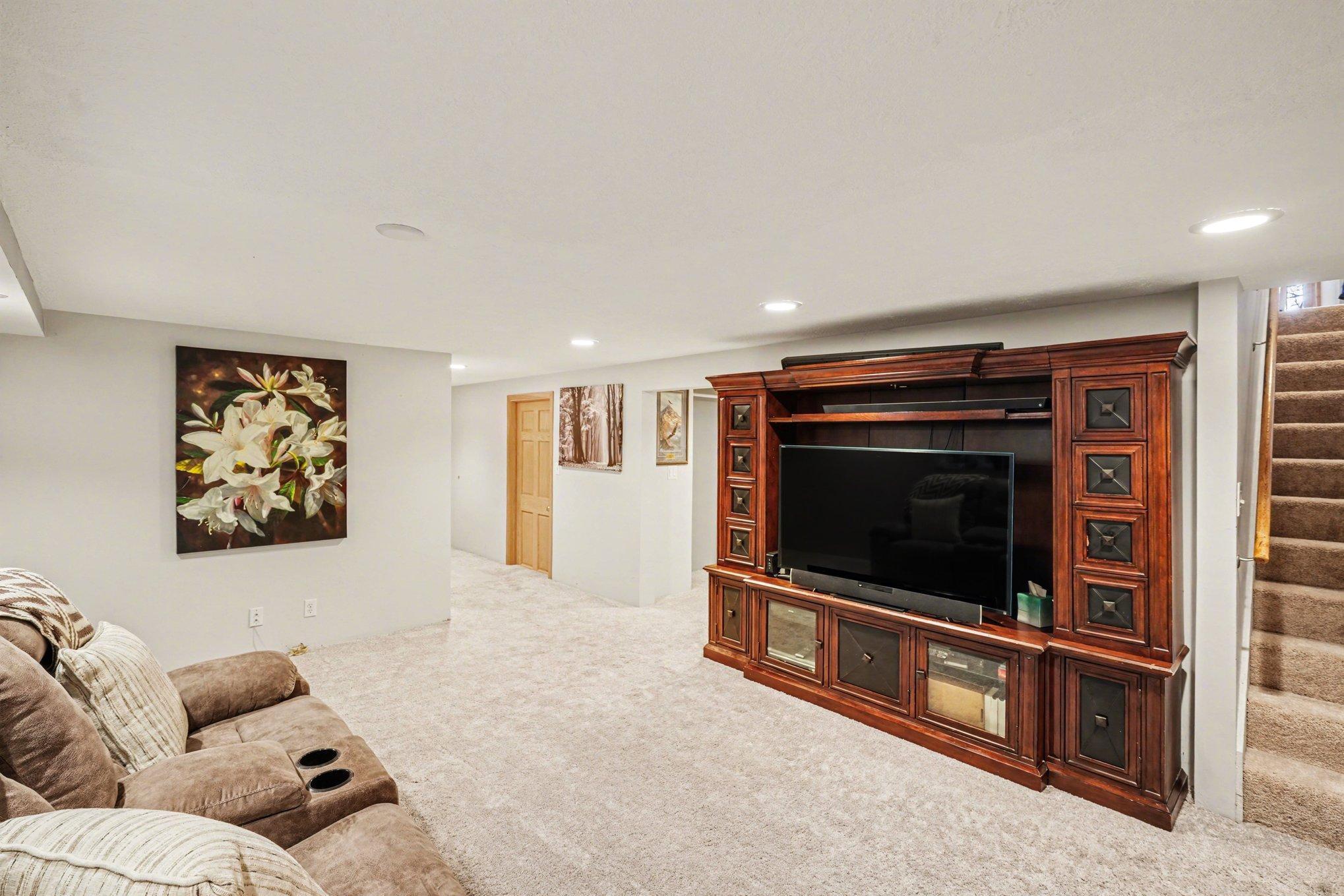 Another view of the lower level family room