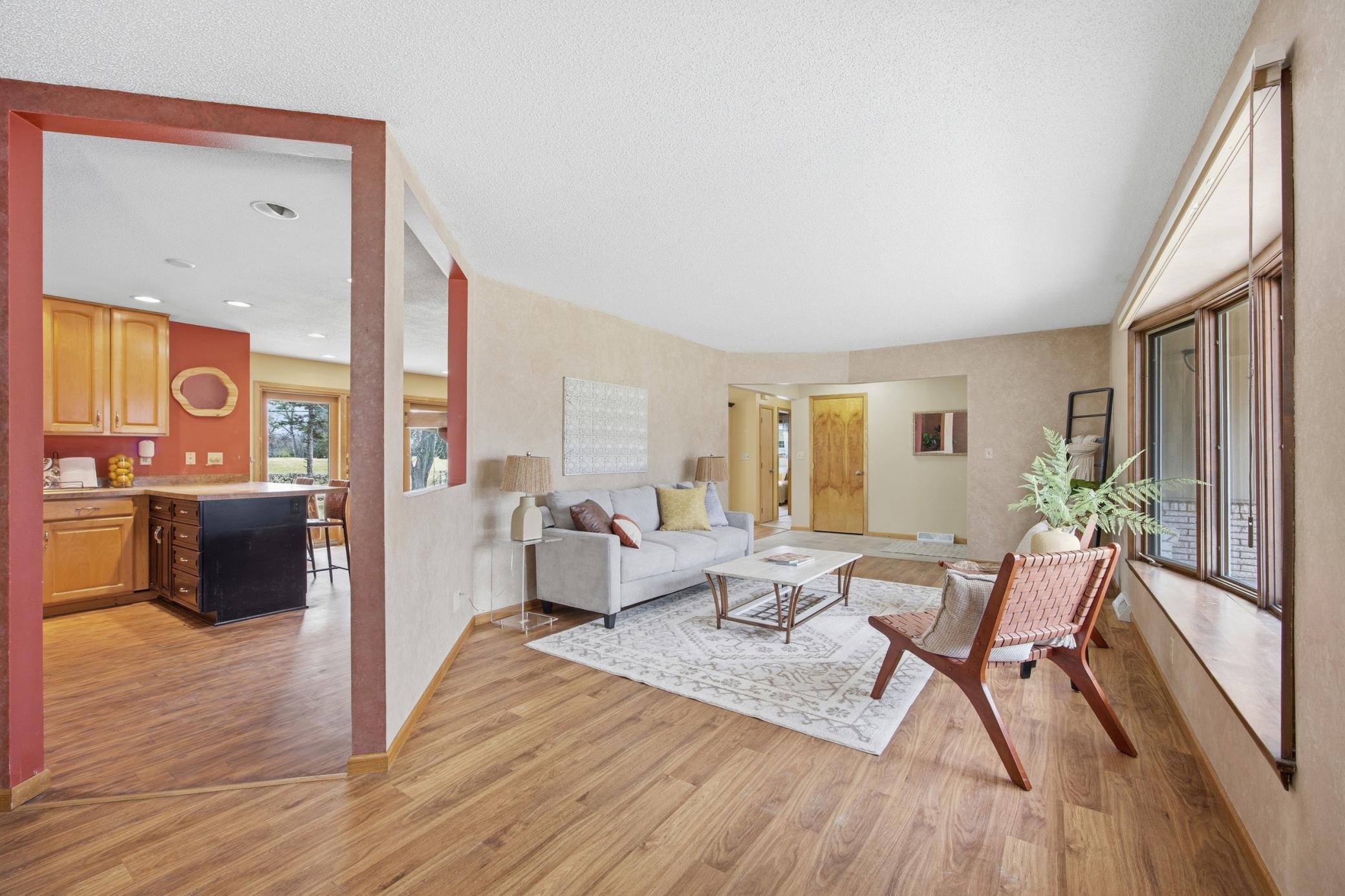 Living with view of kitchen