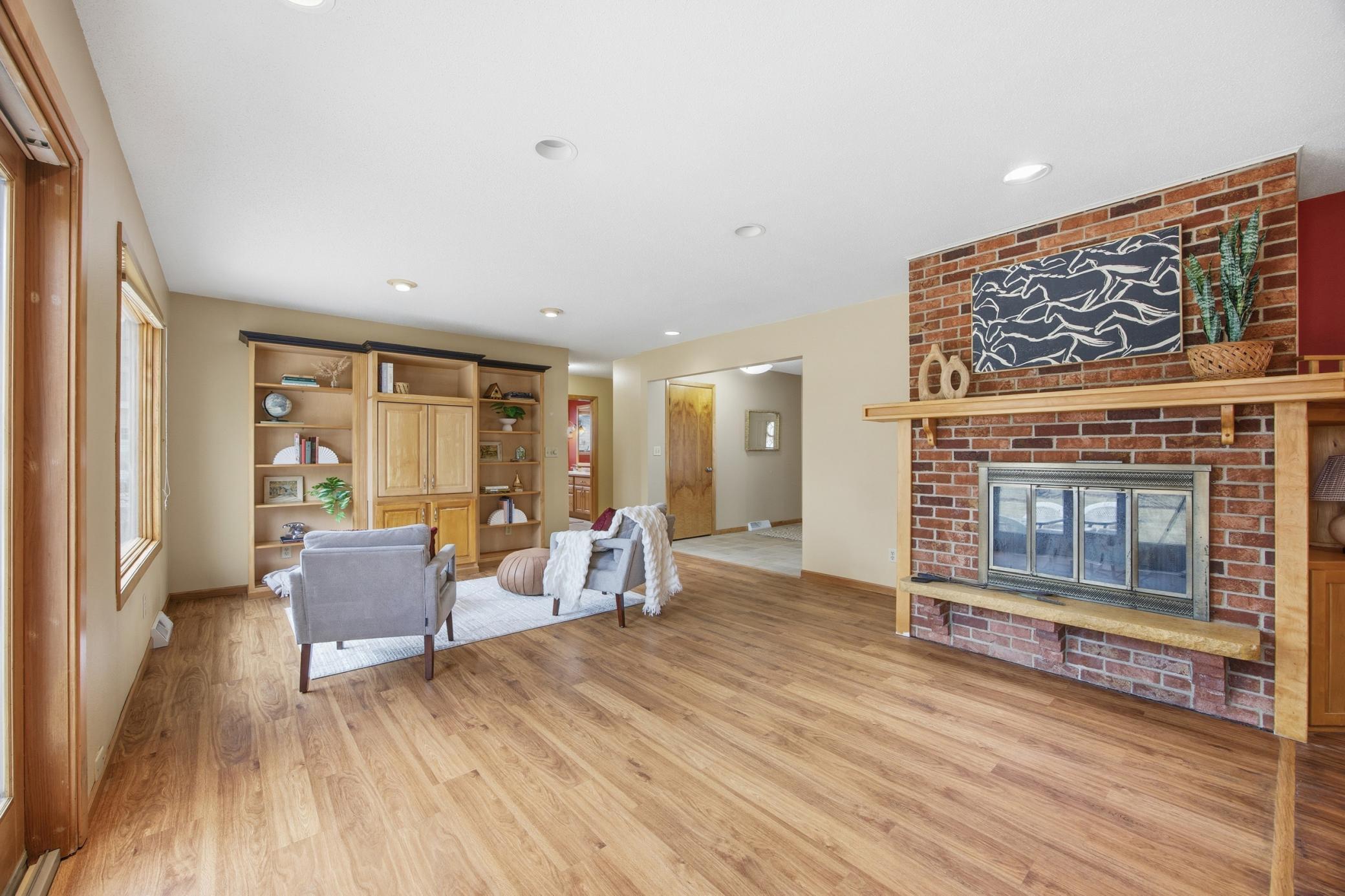 Living room w/wood burning fireplace