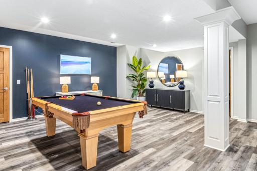 Open concept in this renovated lower level