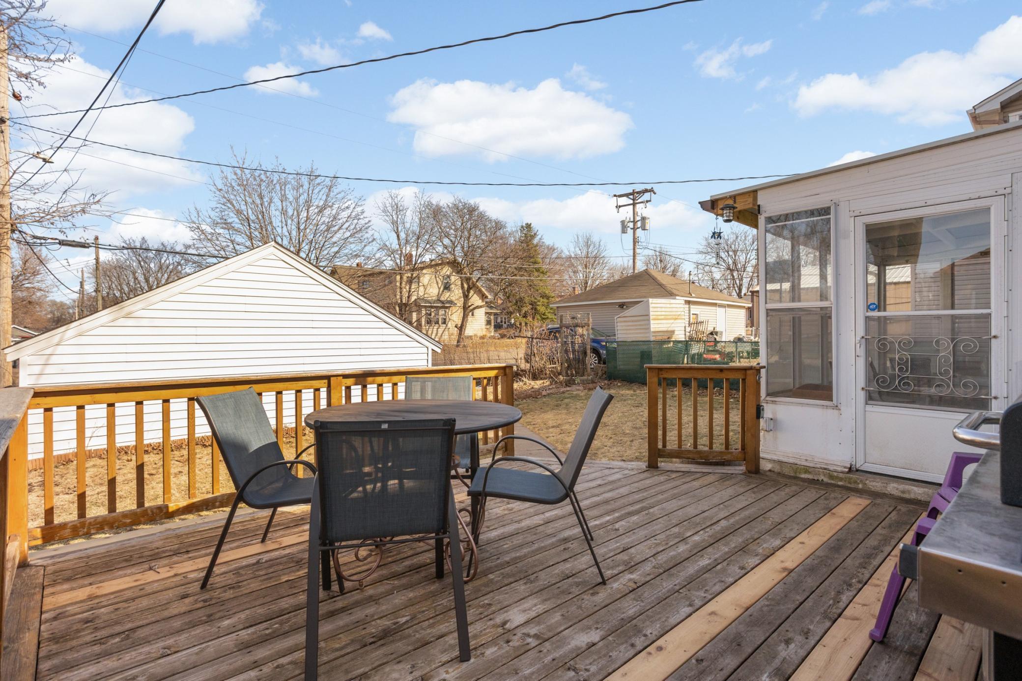 Boards were recently replaced on the cedar deck and it will have a fresh coat of stain before closing.