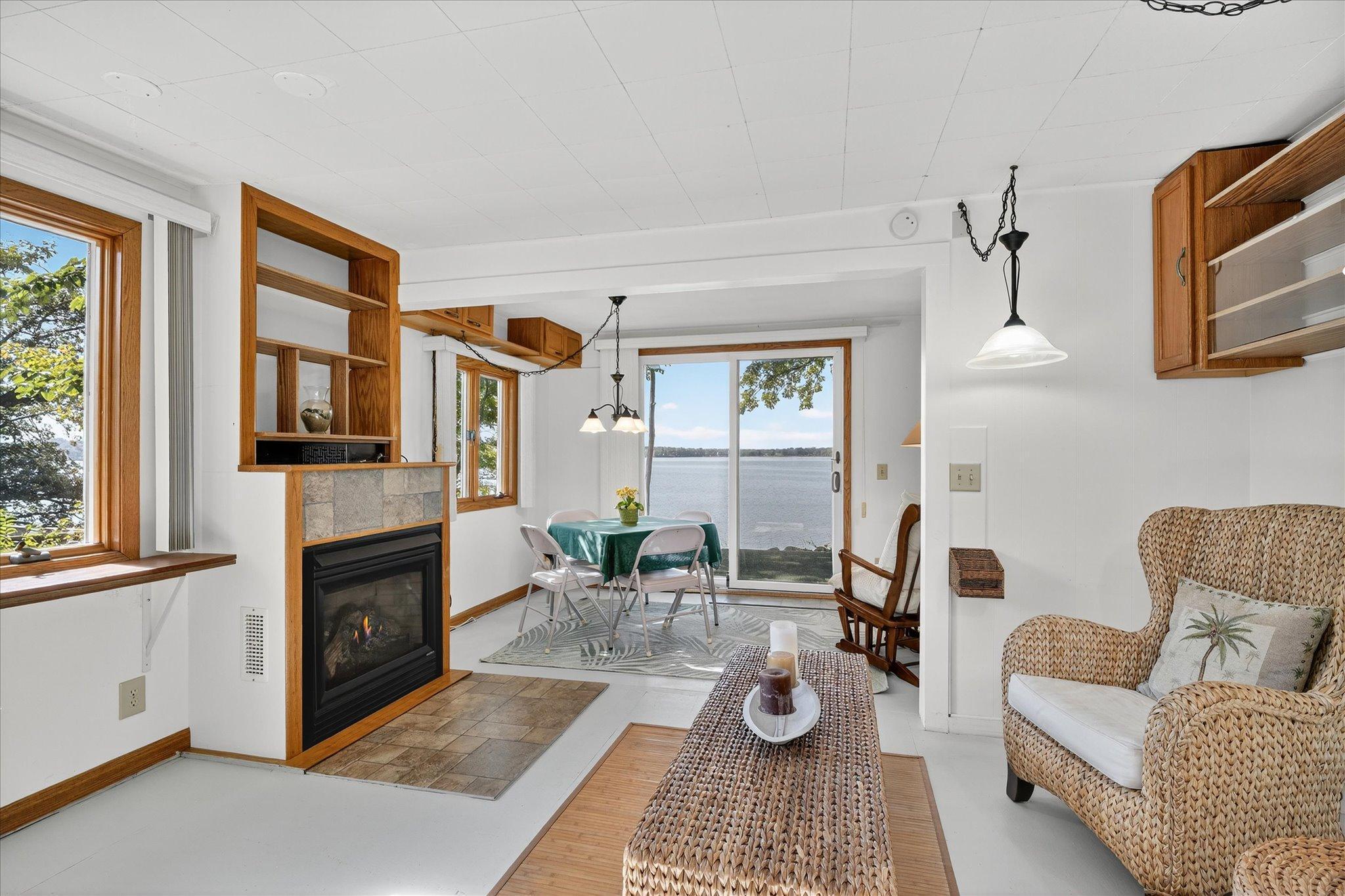 Cabin interior living room/patio door.