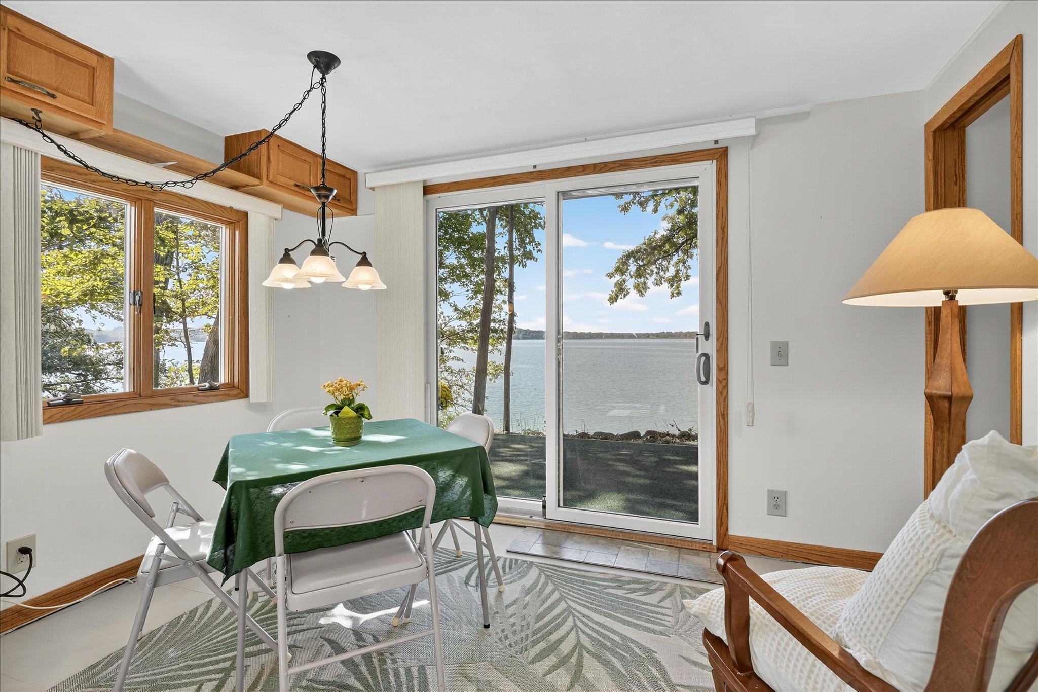 Cabin interior living room/patio door 4.