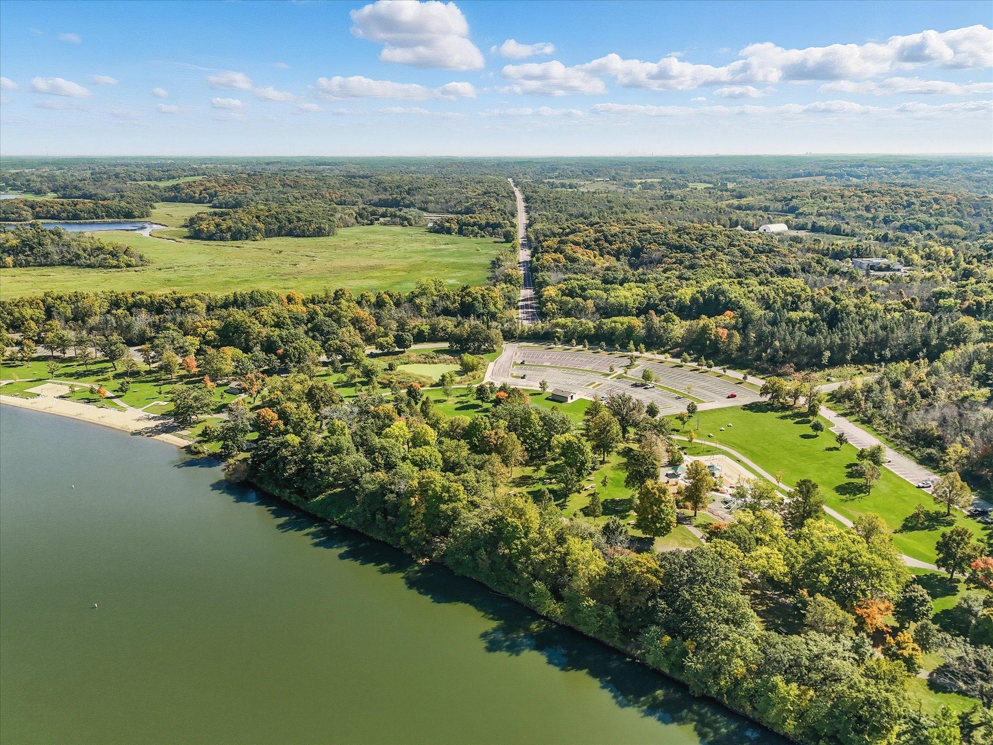 Baker Park and beach arial view.