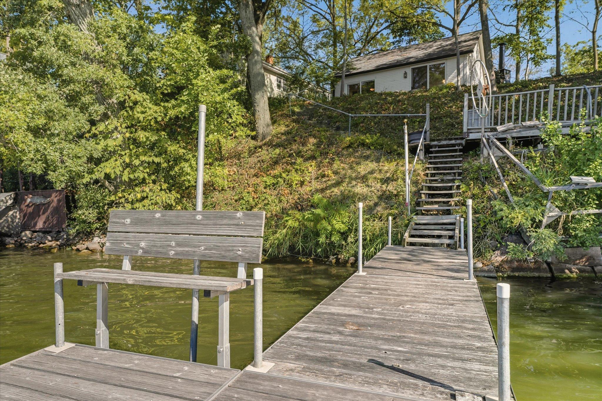 Dock and cabin from lake.