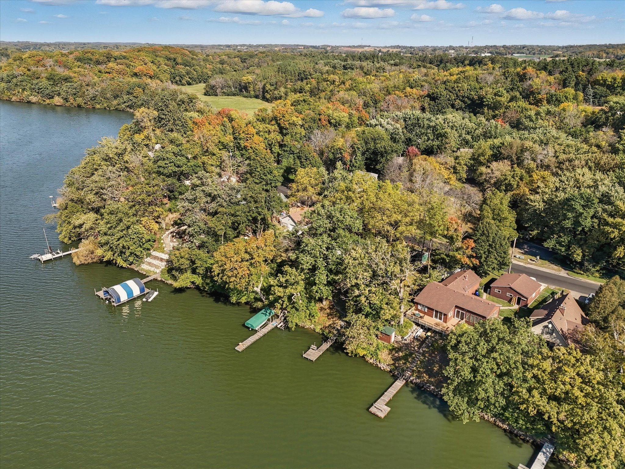 Aerial view of lakeshore