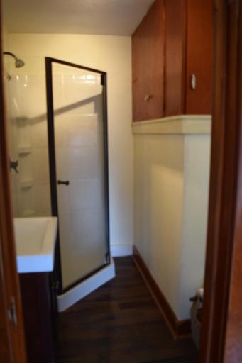 Bathroom with shower has been all updated