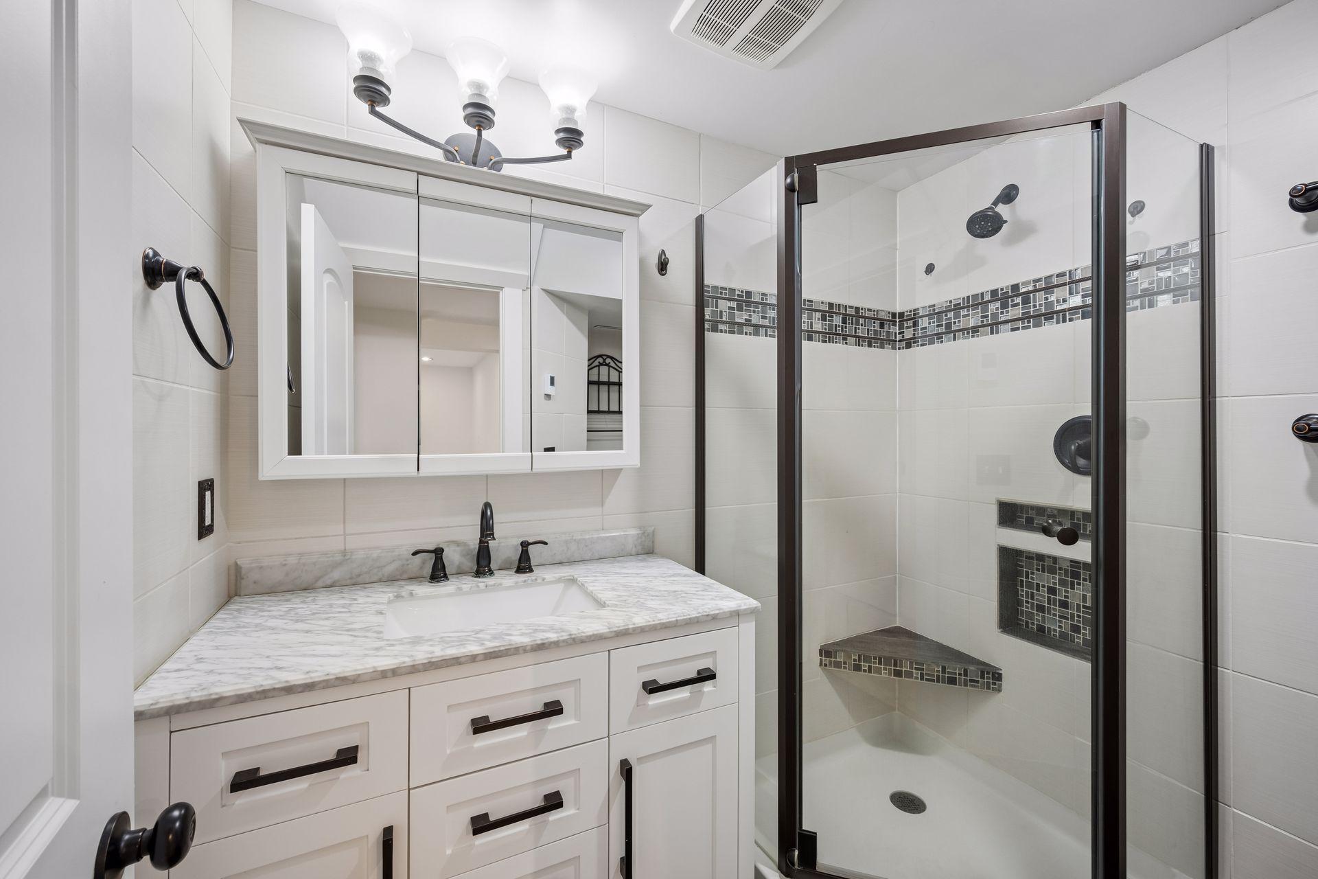 3/4 updated lower-level bath