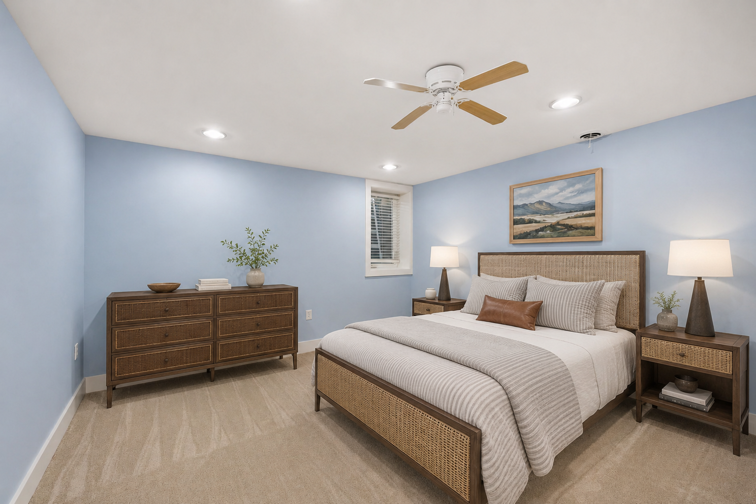 5th lower-level bedroom virtually staged
