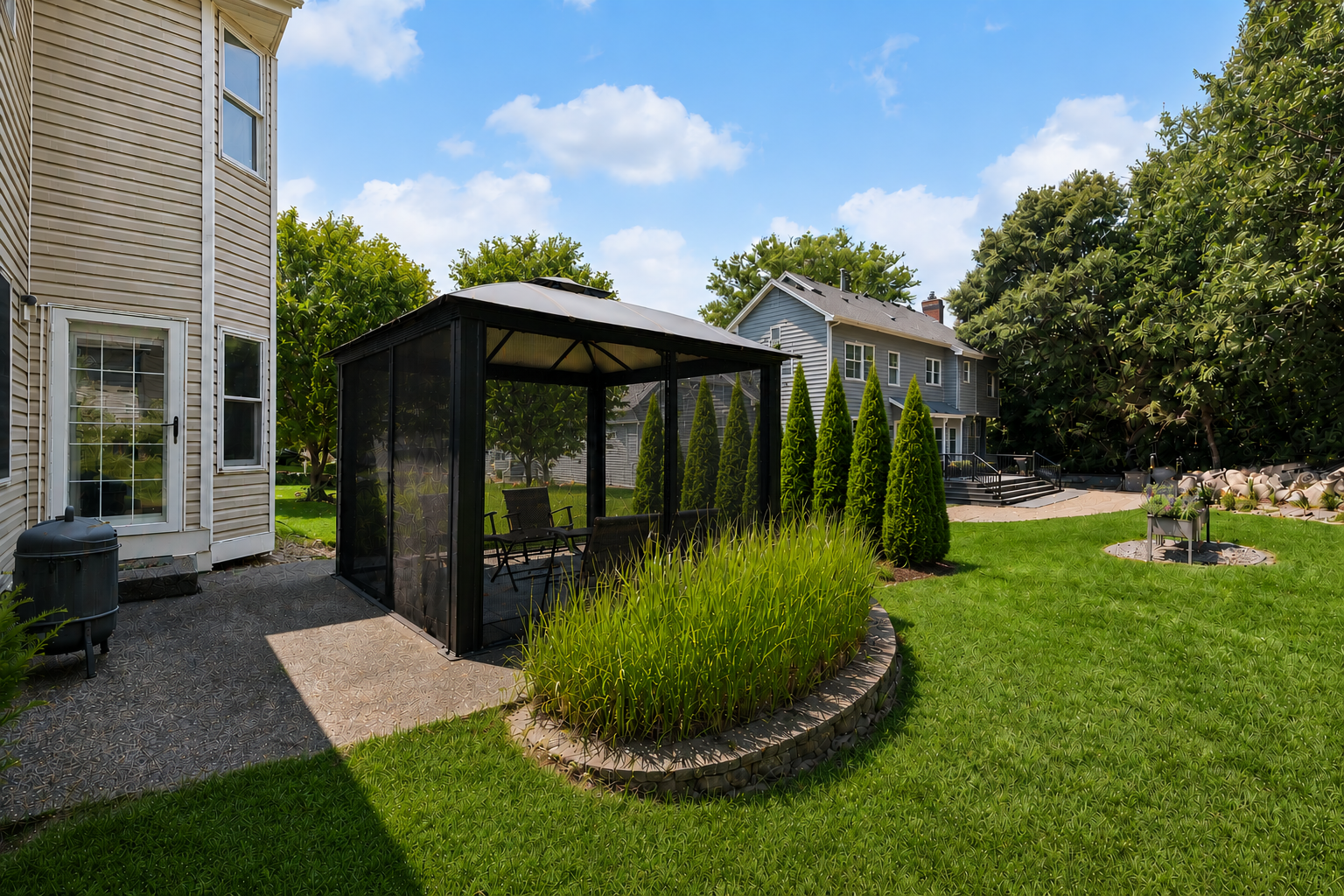 **Photo virtually enhanced with arborvitae to illustrate a potential privacy option**