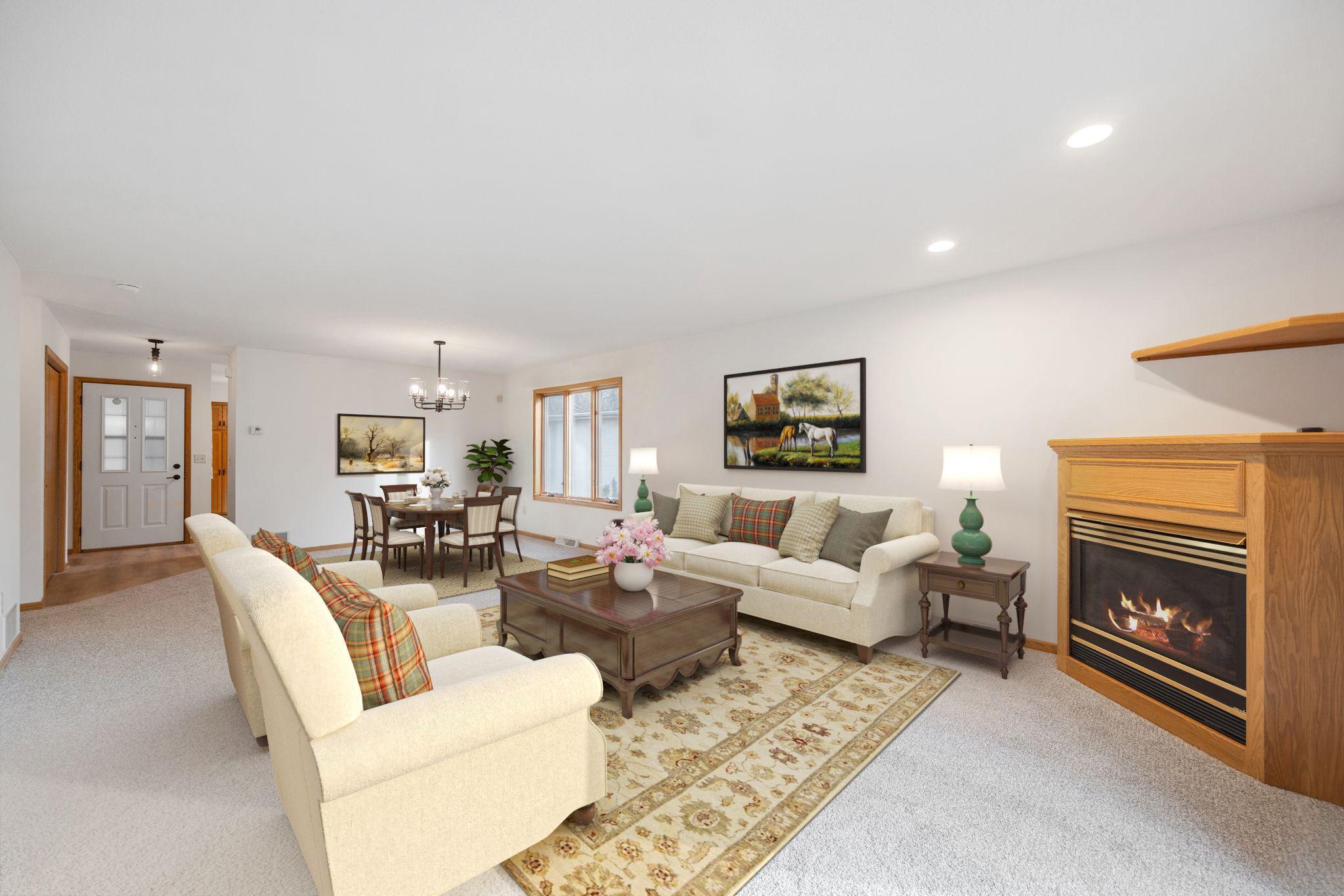 Virtual Staged Living Room/Dining