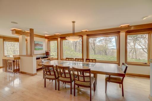 The wall of windows from the dining room.